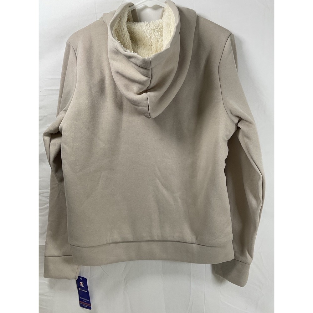 NWT Women's Champion Double Dry Sherpa Lined Zip Front Hoodie Light Tan Medium - Picture 4 of 6